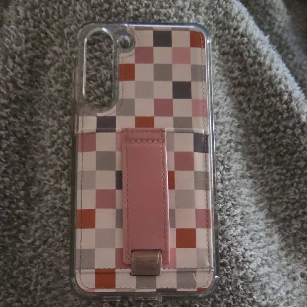 Pink Checkered Hand Strap Phone Case for Smartphones